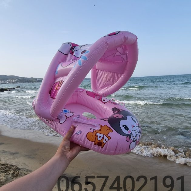 Bouée pour bébé portable et gonflable avec pare-soleil